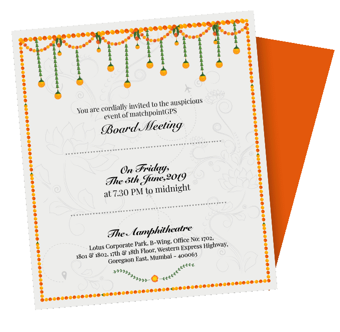 Invitation card to the auspicious event of matchpointGPS